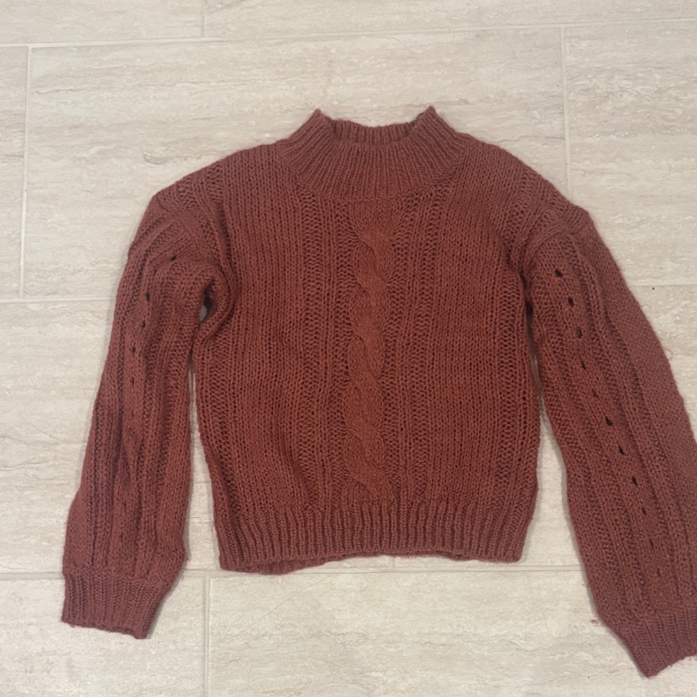 Harper’s Canyon Cable Knit Rust Sweater girls 8-10